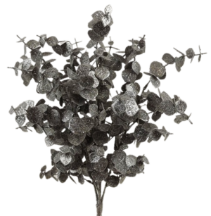 Glittered Eucalyptus Bush 55cm Silver-0