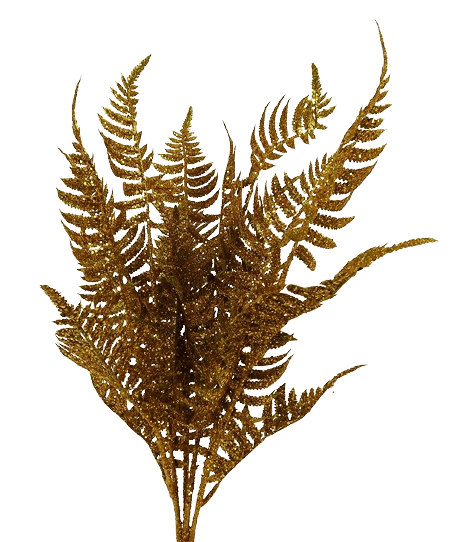 Glittered Fern Bush 60cm Gold-0