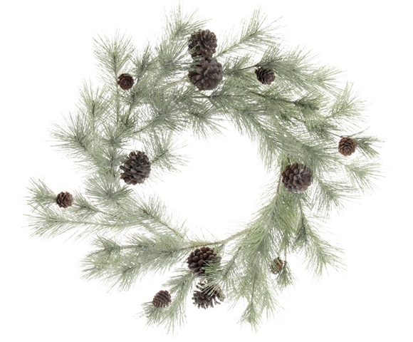 Glittered Spruce Wreath W/Pine Cones (65cm)-0