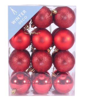 Red Shatterproof Baubles (6cm) (24 pieces)-0