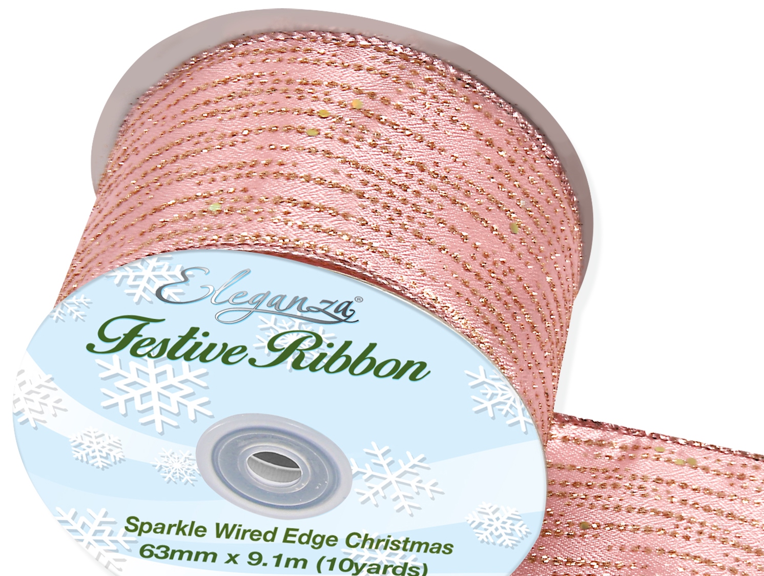Eleganza Satin Wired Festive Shimmer 63mm x 9.1mtr-0