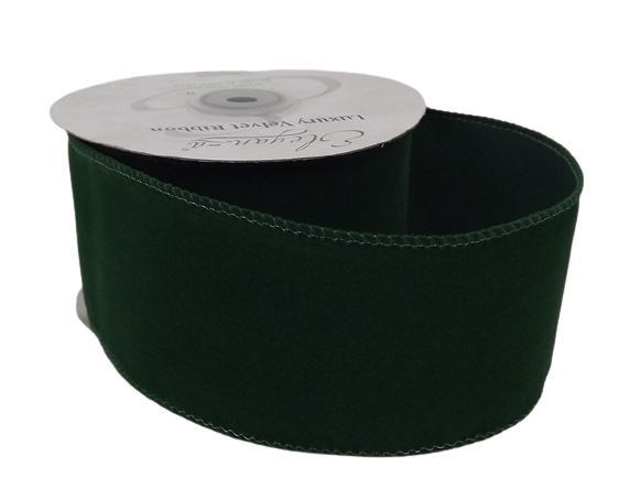 Velvet Wired Edge Ribbon 60mm x 10mtrs Green-0