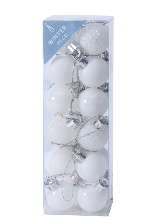 White Shatterproof Baubles (3cm) (24 pieces)-0