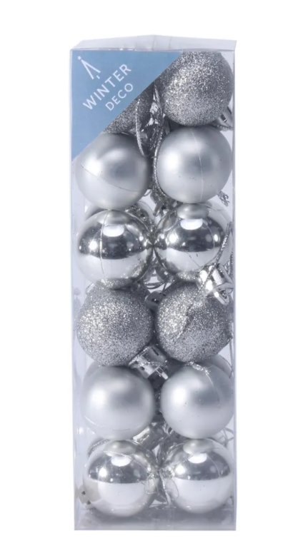 Silver Shatterproof Baubles (3cm) (24 pieces)-0