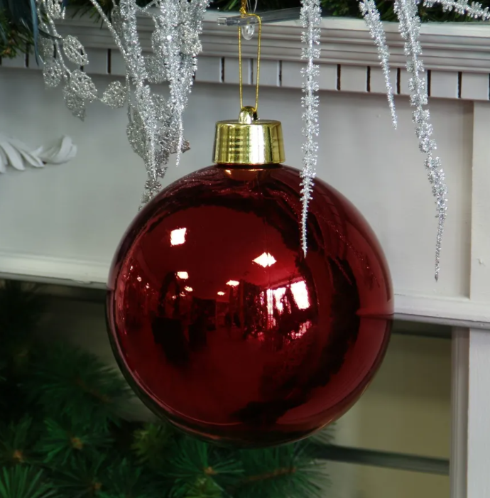 Burgundy Shiny Shatterproof Bauble (x1) (20cm)-0