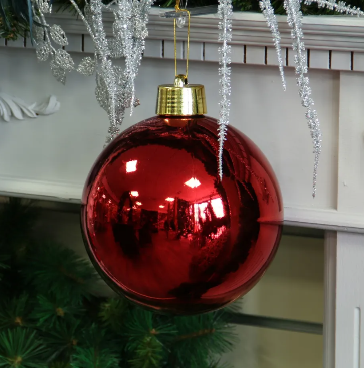 Red Shiny Shatterproof Bauble (x1) (20cm)-0