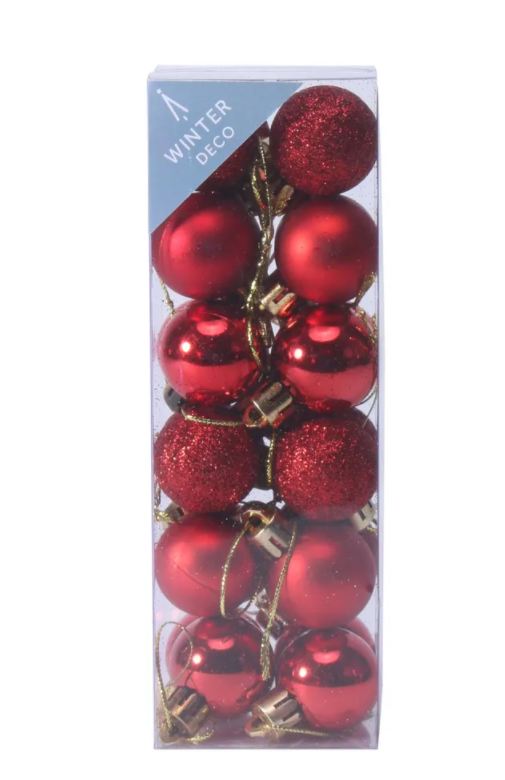 Red Shatterproof Baubles (3cm) (24 pieces)-0