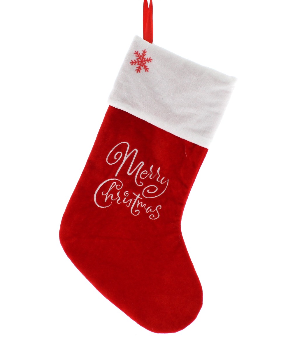 45cm Plush Velvet 'Merry Christmas' Stocking-0