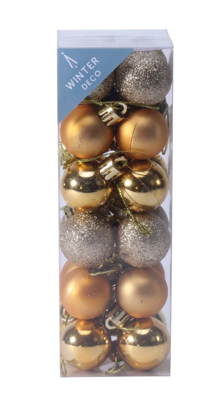 Gold Shatterproof Baubles (3cm) (24 pieces)-0
