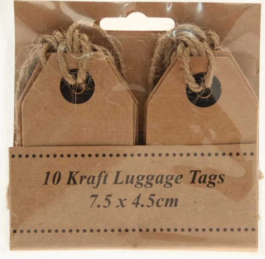 7.5x4.5cm Kraft Luggage Tags x 10-0