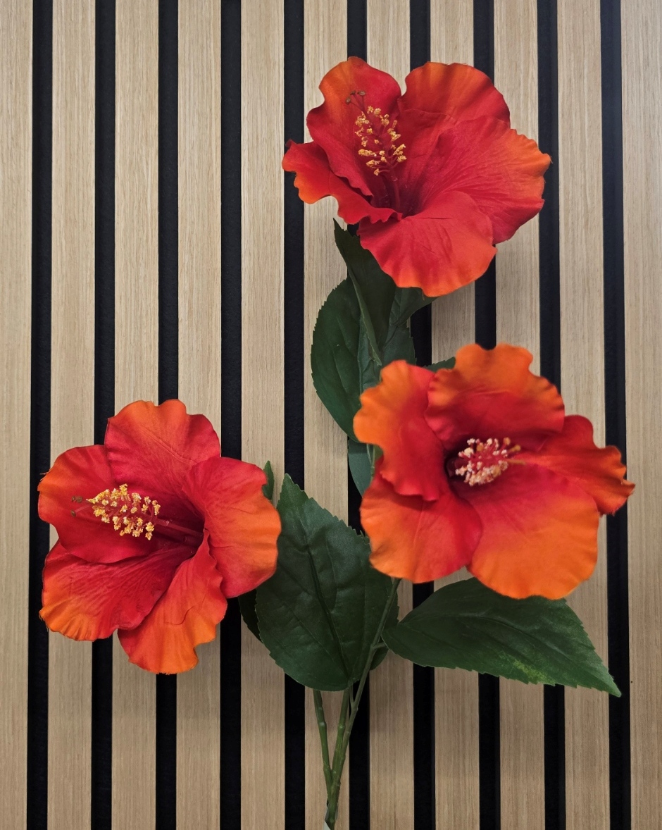 Artificial Hibiscus Spray 81cm Flame