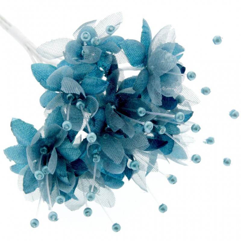Pearled Baby's Breath - Turquoise (14cm Long 6 bunches x 12-0