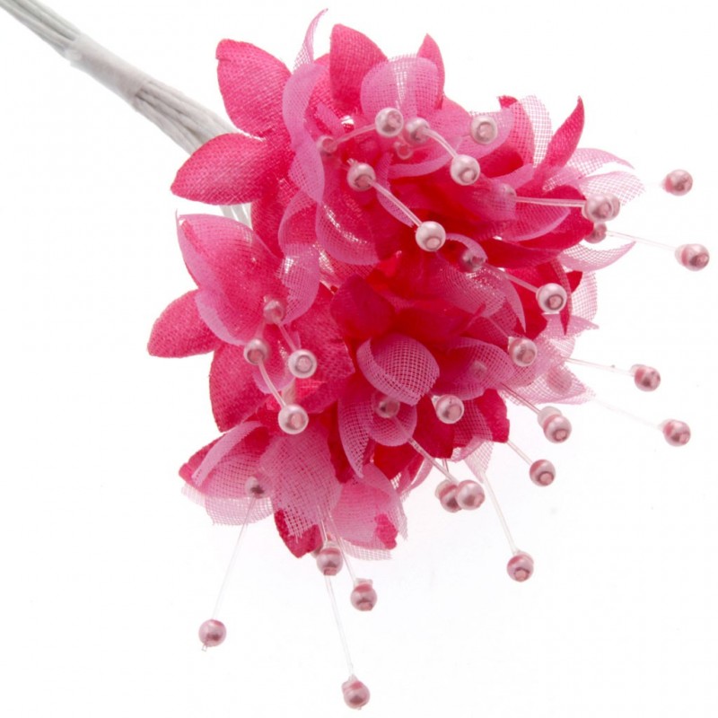 Pearled Baby's Breath - Fuchsia (14cm Long 6 bunches x 12 s-0