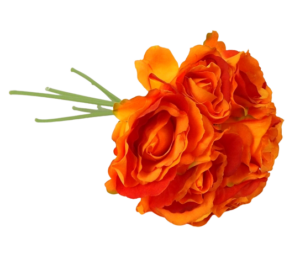 26cm Orange Open Rose Hand Tied x 7 Heads-0
