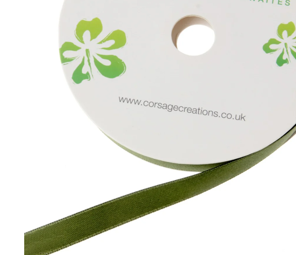 25mm Double Faced Satin - Moss Green (25mm x 20m)-0