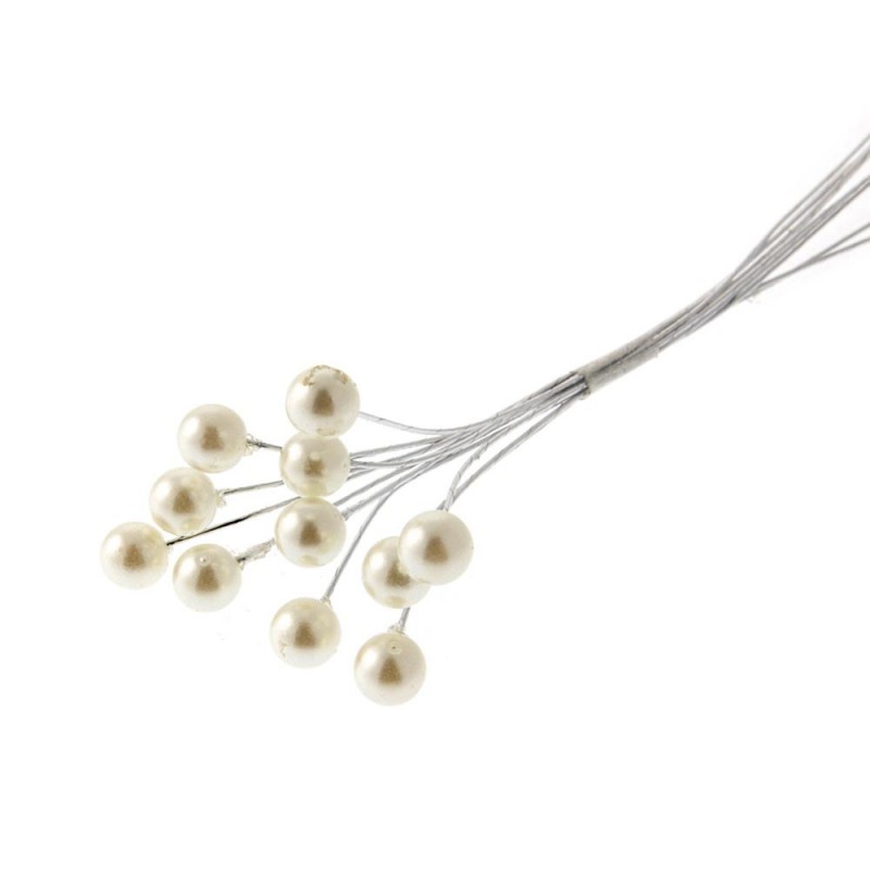 6mm Pearls On Stem Cream x 72pcs-0