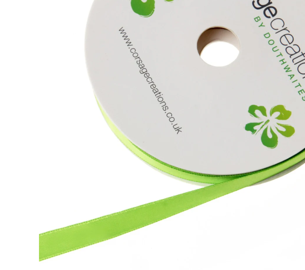 25mm Double Faced Satin - Lime Green (25mm x 20m)-0