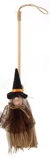 34cm Witch On Broom Hanger Orange (N50614)