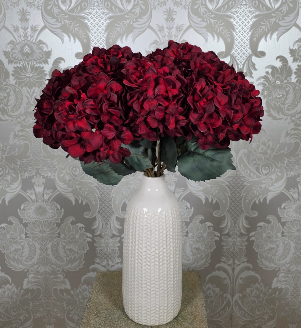 Christmas Artificial Luxury Hydrangea 68cm Dark Red
