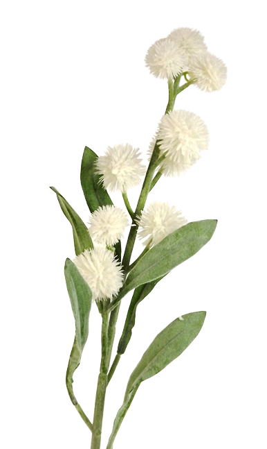 78cm Flocked Pom Pom Spray White-0