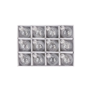 GLASS Mini Bauble Set 3cm Silver-0