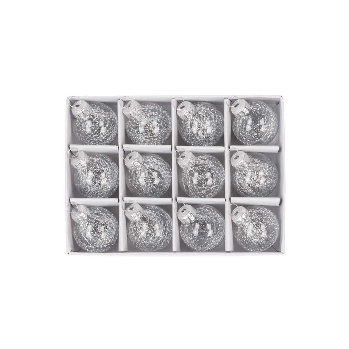 GLASS Mini Bauble Set 3cm Silver-0