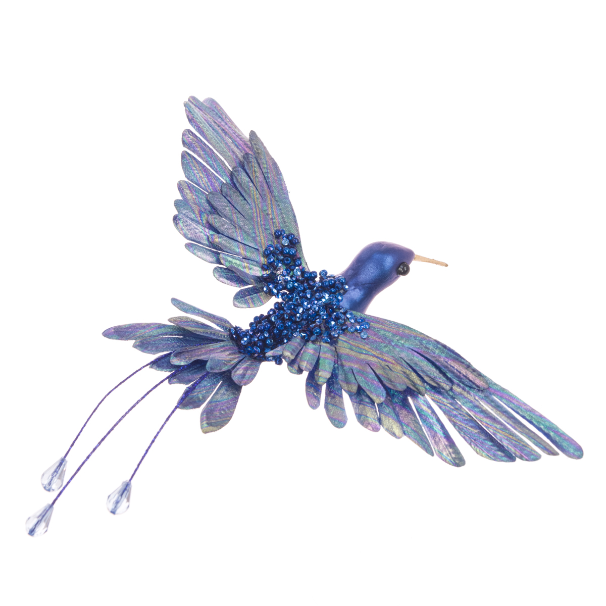 Beaded Hummingbird Clip 20cm Blue-0