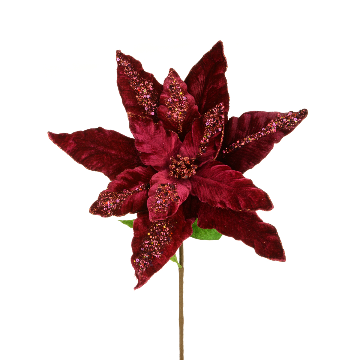 Lux Velvet Giant Poinsettia 62cm Burgundy-0