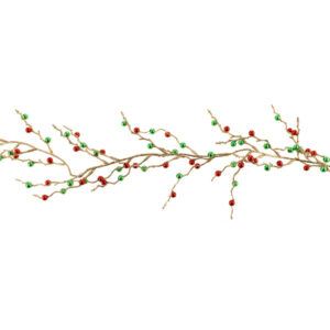 167cm Glittered Bead Garland Green/Red-0