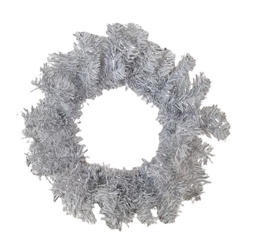 50cm Pine and Tinsel Wreath Silver/White-0