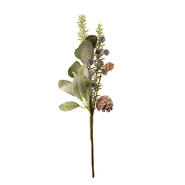 47cm Blueberry Spray with Pinecones Green-0