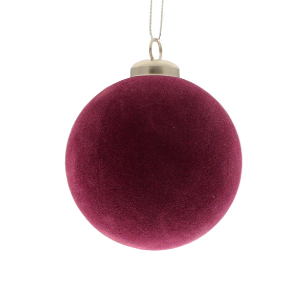 8cm Flocked Hanging Ball Plum-0