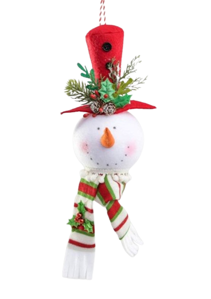 23cm Fabric Snowman Head Decoration-0