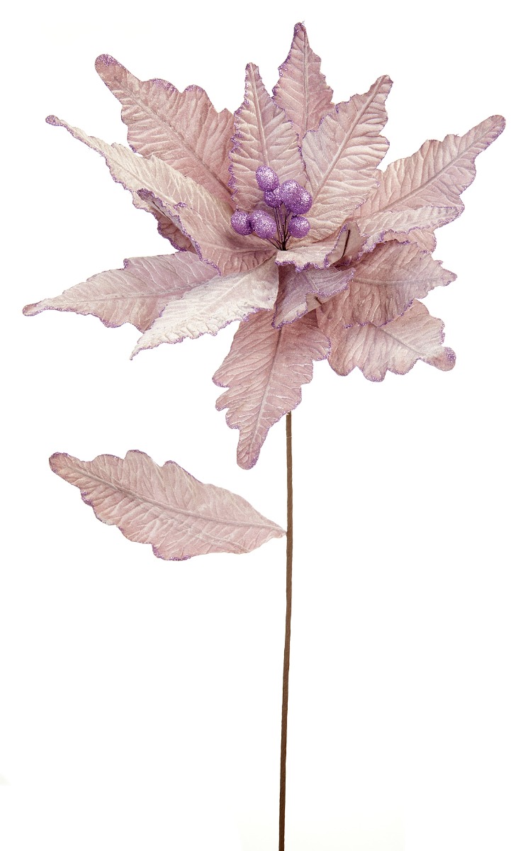 68cm Lilac Velvet Poinsettia Stem-0