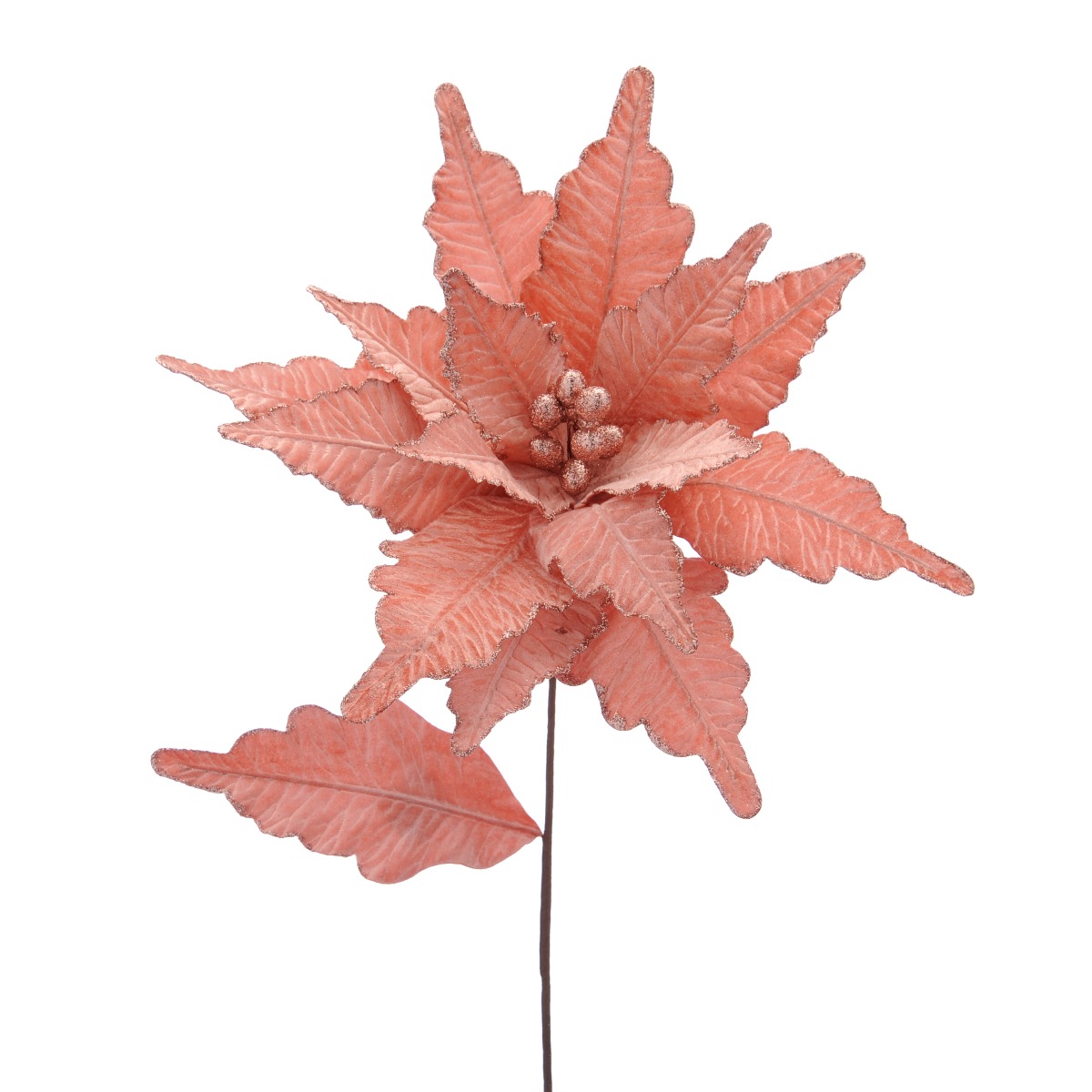 68cm Light Frosted Pink Poinsettia Stem-0