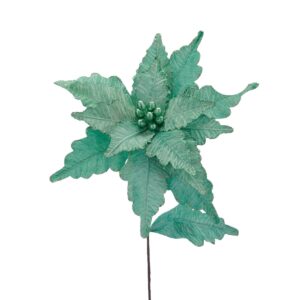 68cm Sage Green With Glitter Poinsettia Stem-0