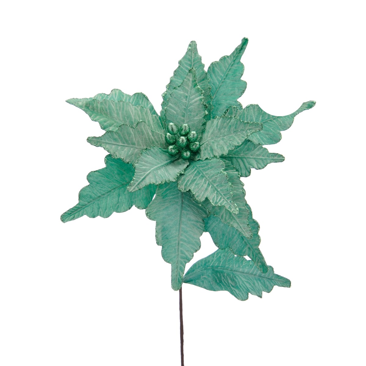 68cm Sage Green With Glitter Poinsettia Stem-0