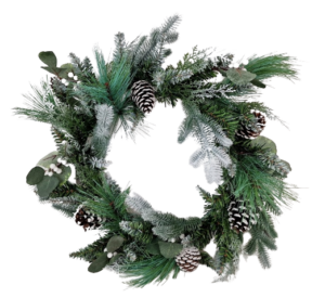 Snowy Spruce Wreath with Pinecones (60cm diameter)-0