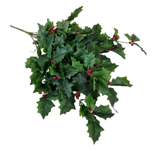 Real Touch Holly Bush - Green (50cm long)-0