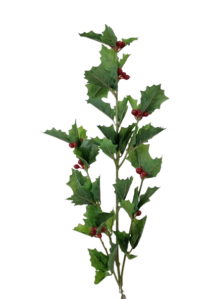 Real Touch Holly Spray - Green (75cm long)-0