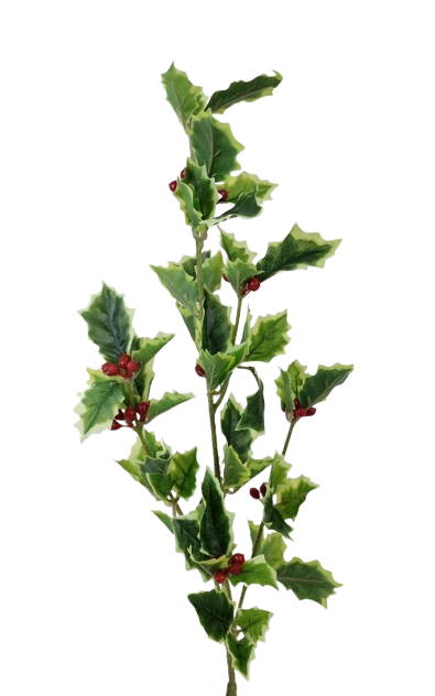 Real Touch Holly Spray - Variegated (75cm long)-0