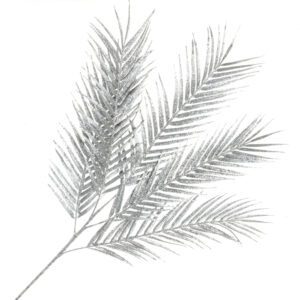Glittered Areca Palm Branch - Silver (70cm long)-0