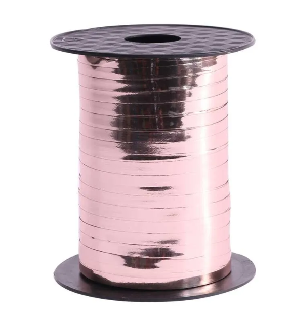5mm x 250mtr Rose Gold Metallic Curling Ribbon-0