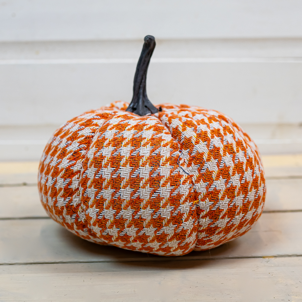 Fabric Houndstooth Pumpkin 20cm-25365