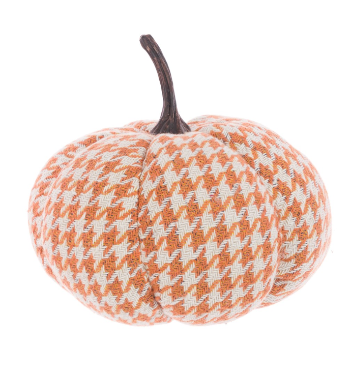 Fabric Houndstooth Pumpkin 20cm-0