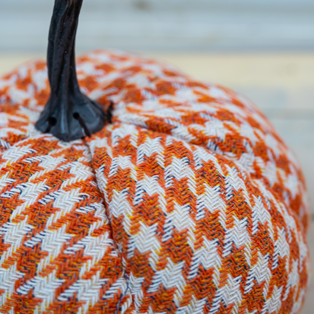 Fabric Houndstooth Pumpkin 20cm-25364