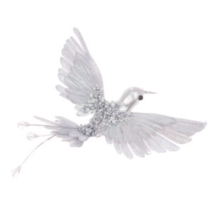 Beaded Hummingbird Clip 20cm Silver