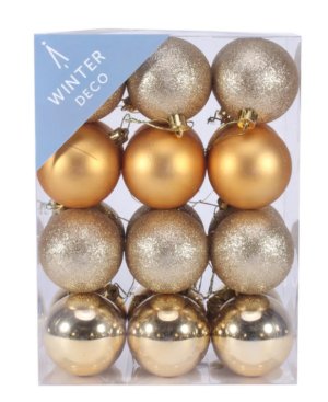 Gold Shatterproof Baubles (6cm) (24 pieces)-0