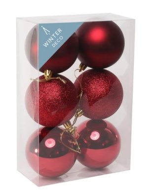 Burgundy Shatterproof Baubles (8cm) (6 pieces)-0