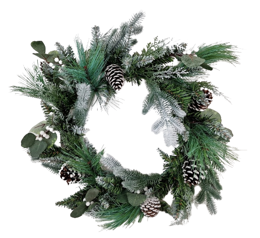 Snowy Spruce Wreath with Pinecones (60cm diameter)-0